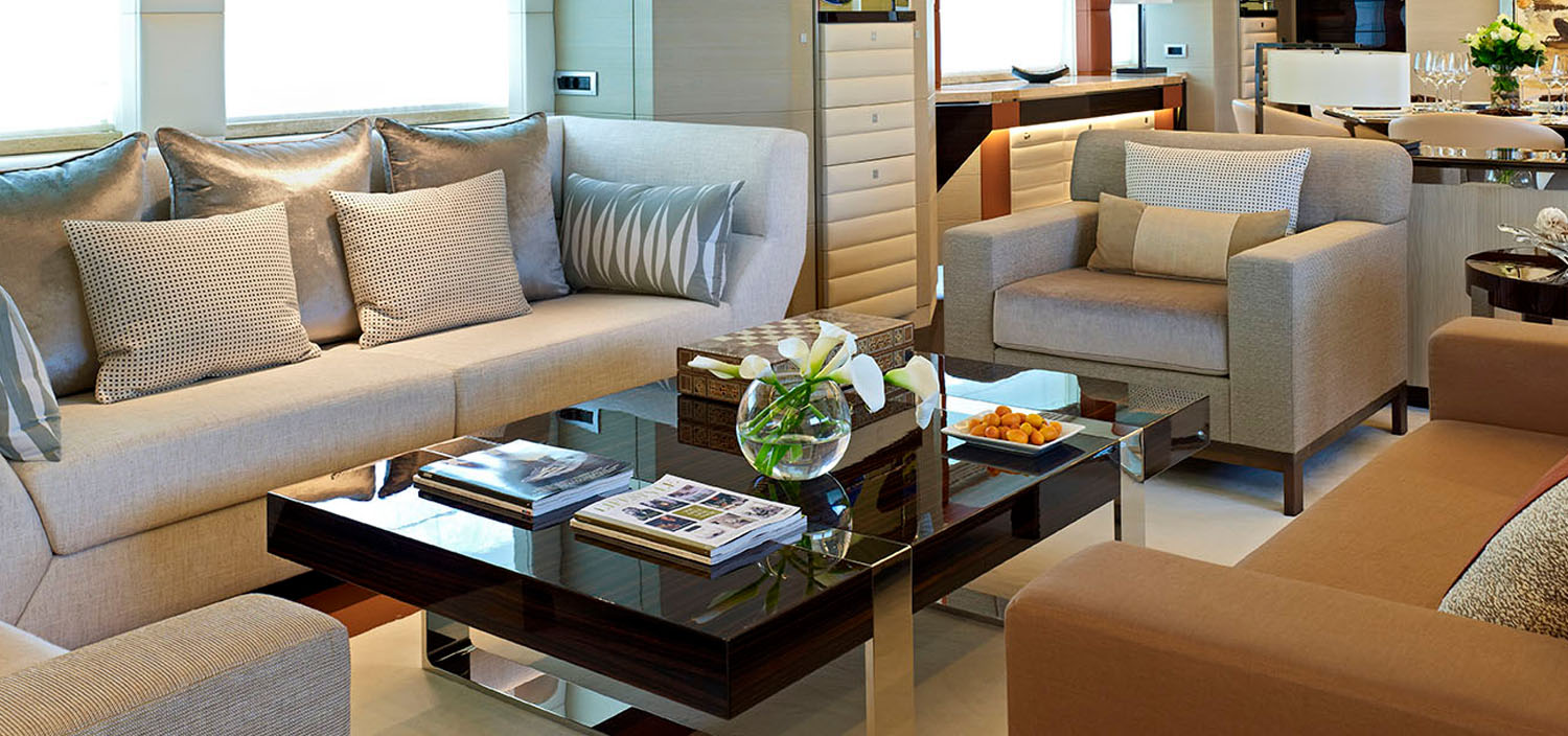 The elegant interior of a Bannenberg Design yacht